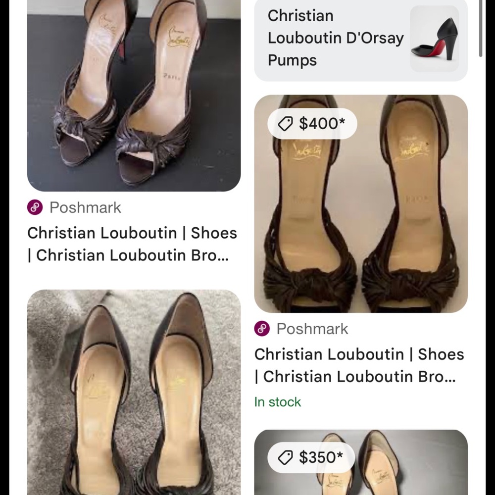 Christian Louboutin Brown Strappy Knot D'Orsay Stiletto Heels 37.5 - Picture 6 of 7